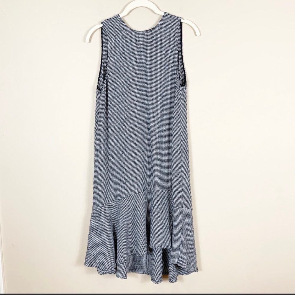 Zara Woman | Black & White Houndstooth Midi Sleeveless Flutter Dress